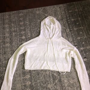 Garage white cropped hoodie